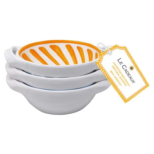 Sicily Global Orange Melamine Floral Mini Handled Bowl - Set of 3