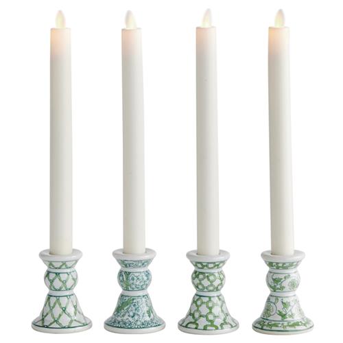 Nolan French Country Green Porcelain Candle Holder - Set of 4