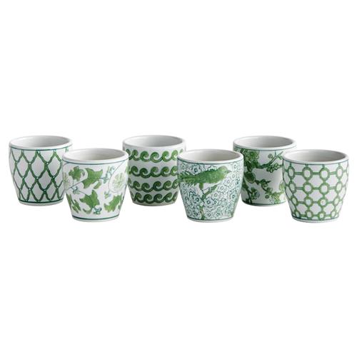 Nolan French Country Green Porcelain Flower Pot - Set of 6