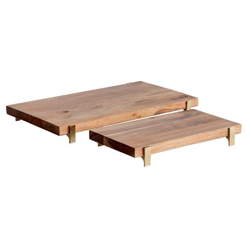 Kieran Rustic Lodge Natural Acacia Wood Serving Board - Set of 2