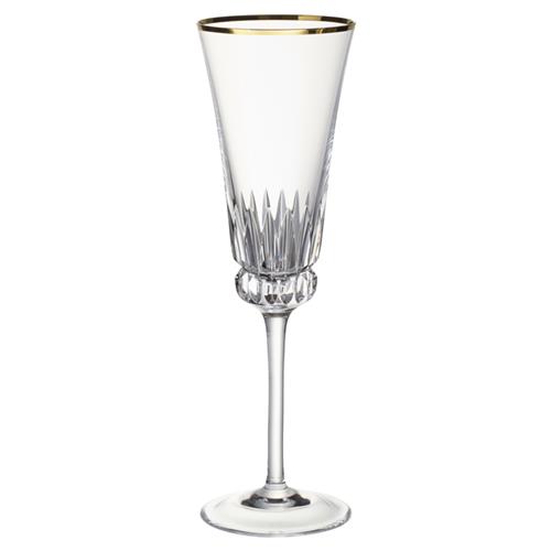 Grand Royal Gold Rim Crystal Glass Champagne Flute - Set of 2