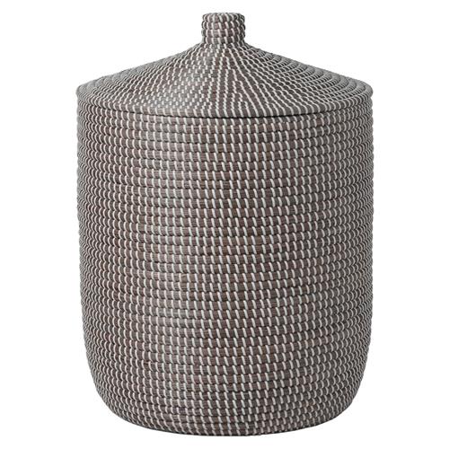 Pigeon and Poodle Roslyn White Woven Grey Seagrass Tall Floor Basket