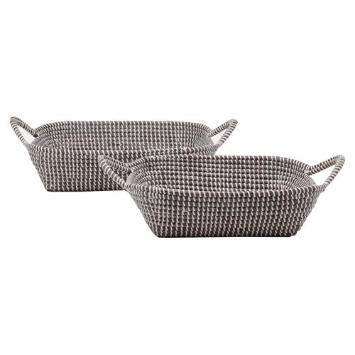 Pigeon and Poodle Roslyn White Woven Grey Seagrass Basket - Set of 2