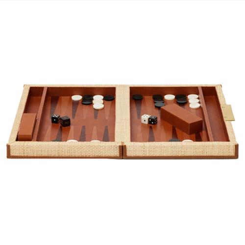 Pigeon and Poodle Hanford Natural Woven Raffia Backgammon Game Set - Small