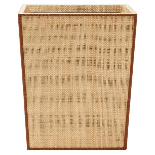 Pigeon and Poodle Hanford Natural Raffia Saddle Leather Rectangular Waste Basket