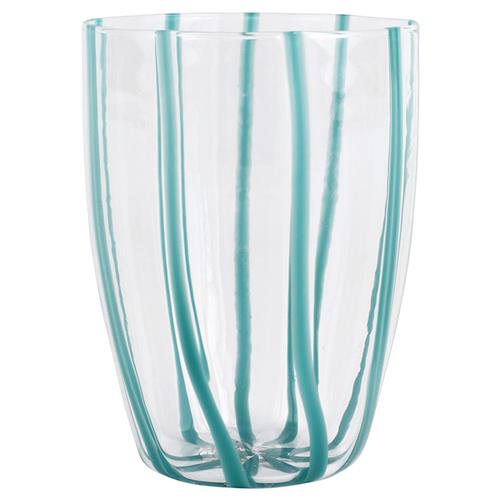 Nuovo Stripe Modern Classic Teal Glass Tumbler