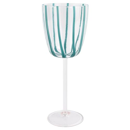 Nuovo Stripe Modern Classic Teal Wine Glass