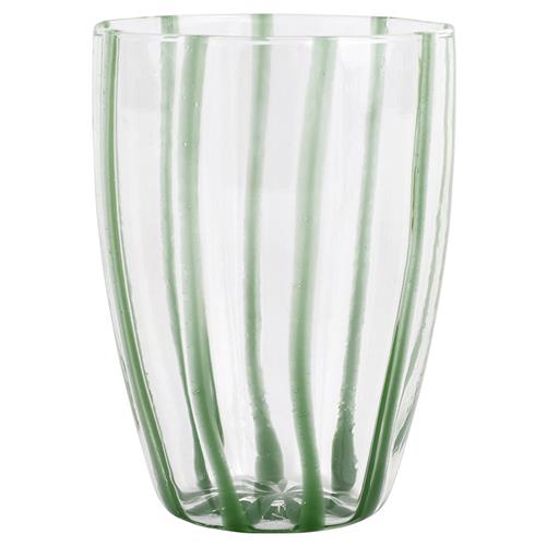 Nuovo Stripe Modern Classic Green Glass Tumbler