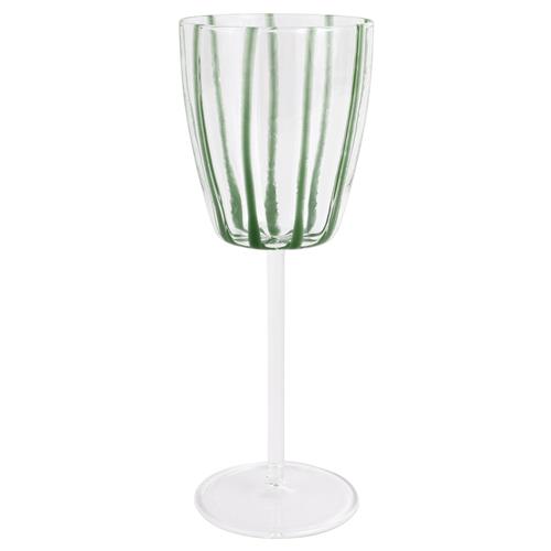Nuovo Stripe Modern Classic Green Wine Glass
