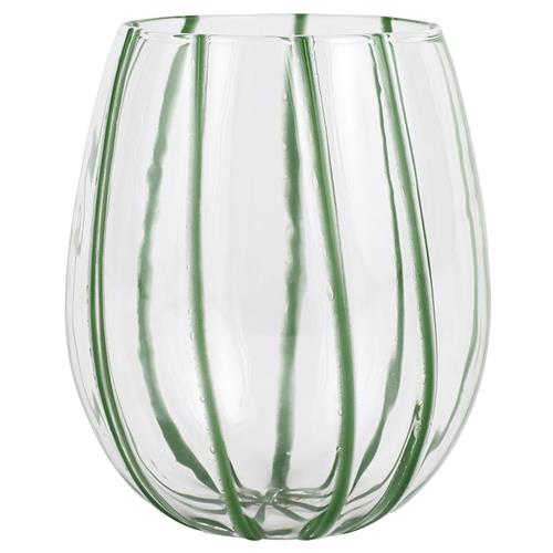Nuovo Stripe Modern Classic Green Stemless Wine Glass