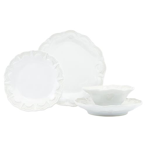 Incanto Stone Lace Modern White Stoneware 4 Piece Place Setting