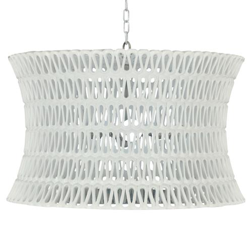 Pipa Modern Classic White Resin Silver Hardware Drum Chandelier