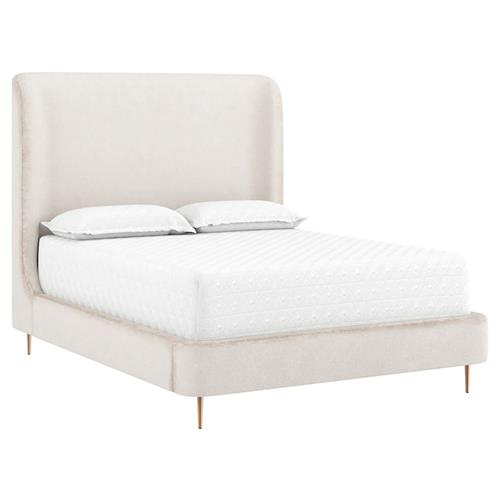 Brennan Modern Bergen Taupe Upholstered Copper Steel Wingback Bed - Queen