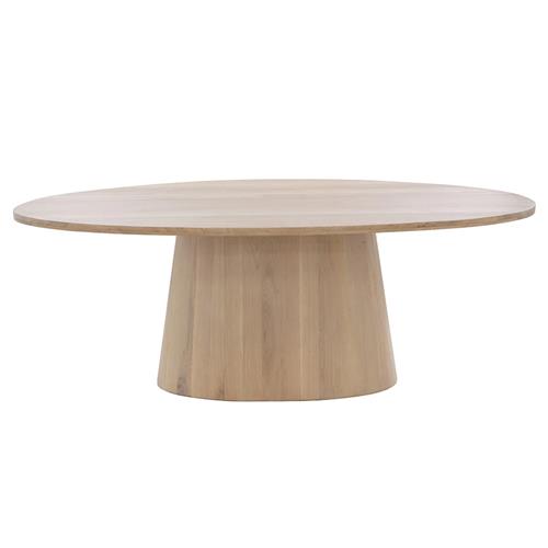 Gohan Rustic Lodge Light Brown Oak Wood Oval Pedestal Dining Table - 84&quot;W