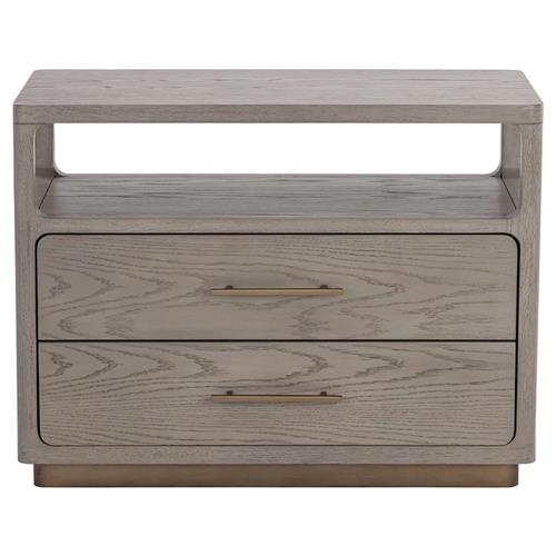 Minnie Modern Classic Grey Oak Wide Nightstand