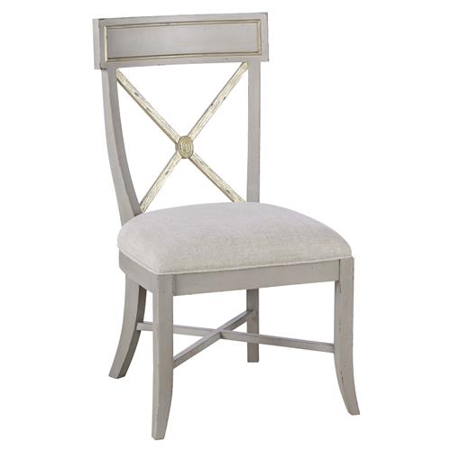 Century Madeline French Light Grey Wood Gold Leaf Dining Side Chair