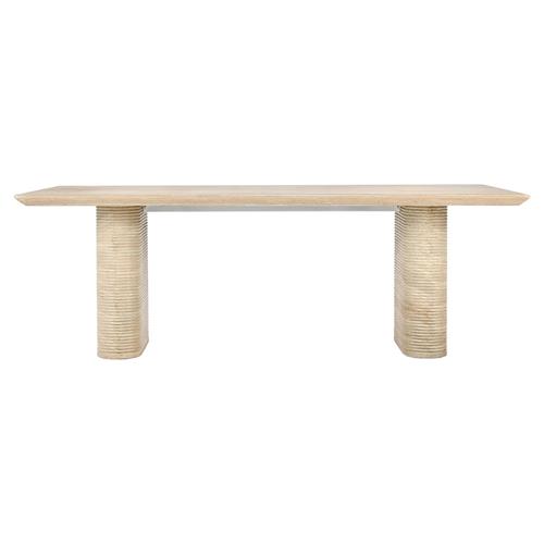 Selina Modern Classic Beige Concrete Rectangular Outdoor Dining Table - 87&quot;W