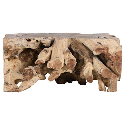 Prescy Coastal Beach Natural Teak Root Square Coffee Table