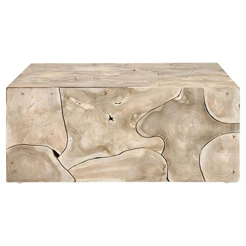 Valerie Coastal Beach Bleached Teak Square Block Coffee Table