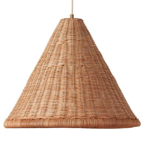 Camille Coastal Beach Natural Rattan Tall Pendant