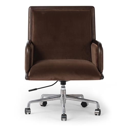 Sullivan Rustic Brown Velvet Upholstered Aluminum Adjustable Swivel Office Chair