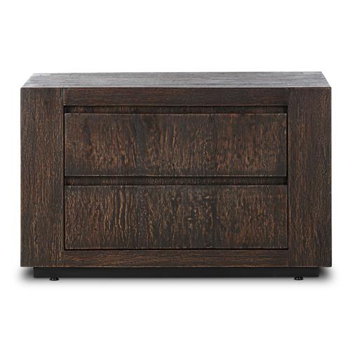 Oliver Rustic Lodge Dark Brown Oak Wood 2 Drawer Nightstand
