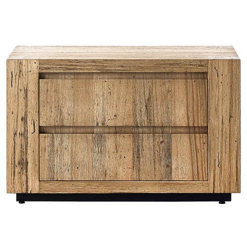 Oliver Rustic Lodge Brown Oak Wood 2 Drawer Nightstand