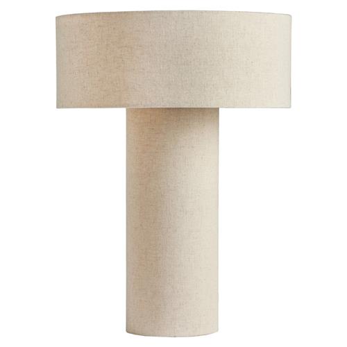 Havelin Mid Century Beige Linen Covered Antique Brass Table Lamp
