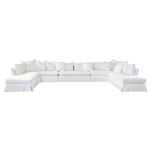 Cisco Home Seda Coastal Beach Denim White Slipcovered Sectional Sofa