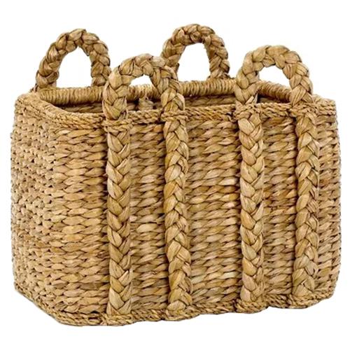 Reah Coastal Beach Natural Handwoven Rattan Rectangular Basket - Small