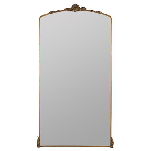 Ambrose French Country Antique Gold Metal Ornate Floor Mirror