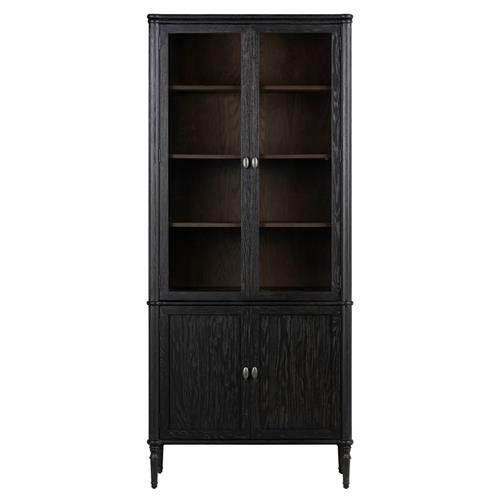 Tacorey Rustic Lodge Black Oak Wood Display Cabinet