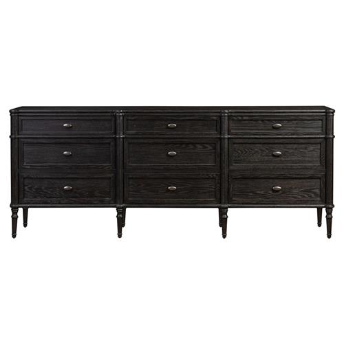 Tacorey Rustic Lodge Black Solid Oak Wood 9 Drawer Dresser
