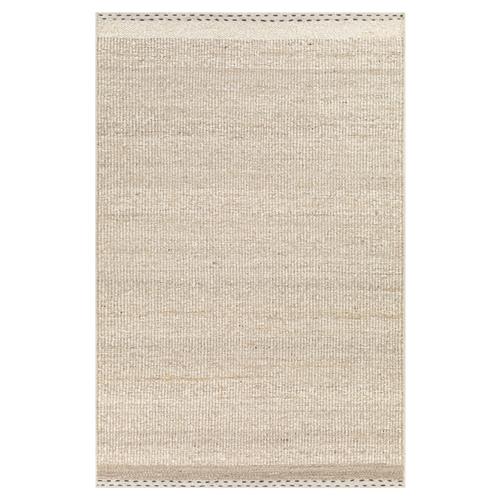 Shiloh Coastal Beach Beige Wool Striated Rug - 5&#39;x7&#39;6&quot;