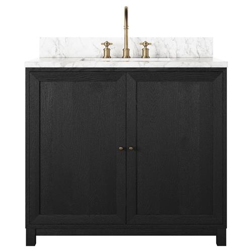 Cynthia Modern Classic Carrara Marble Black Oak Vanity Sink - 36&quot;
