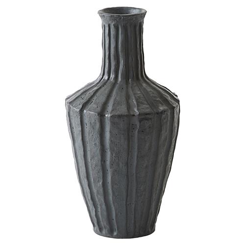 Edith Mid Century Black Ceramic Decorative Vase - Small