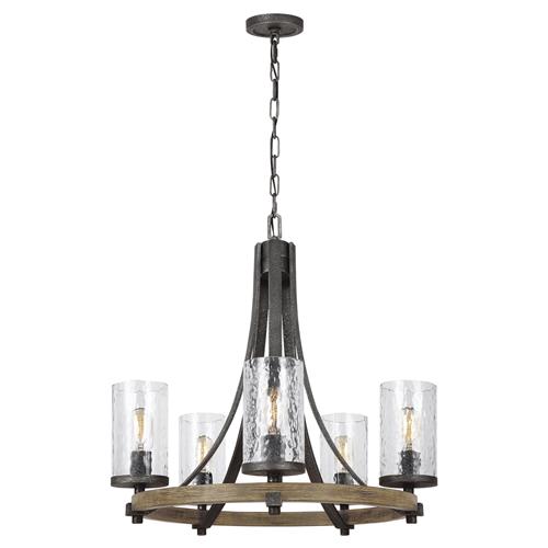 Visual Comfort Studio Angelo Rustic Distressed Weathered Oak Chandelier - Small