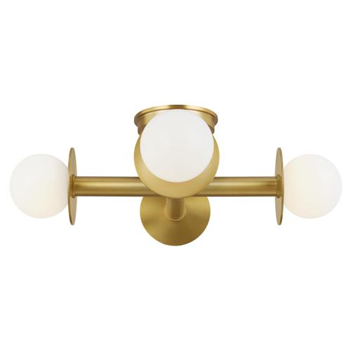 Visual Comfort Studio Nodes Mid Century Burnished Brass Semi Flush Mount