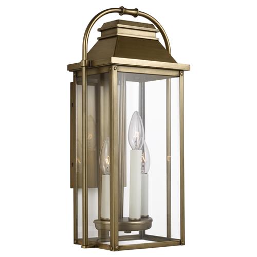 Visual Comfort Studio Wellsworth Painted Distressed Brass Lantern Sconce - Small
