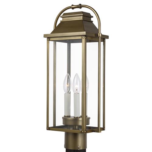 Visual Comfort Studio Wellsworth French Painted Distressed Brass Post Lantern