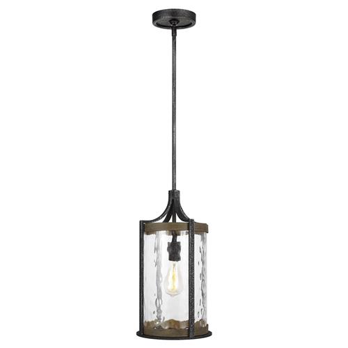 Visual Comfort Studio Angelo Distressed Weathered Oak Slate Grey Metal Pendant