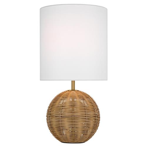 Visual Comfort Studio Mari Coastal Burnished Brass Rattan Table Lamp - Small