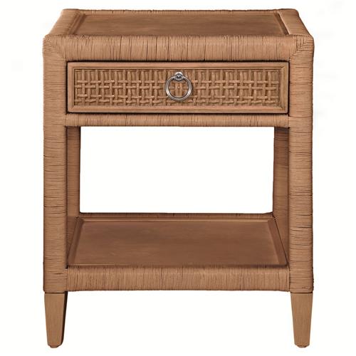 Kalea Coastal Beach Brown Woven Rattan Nightstand