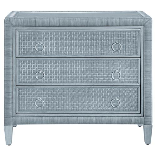 Kalea Coastal Beach Blue Woven Rattan Chest