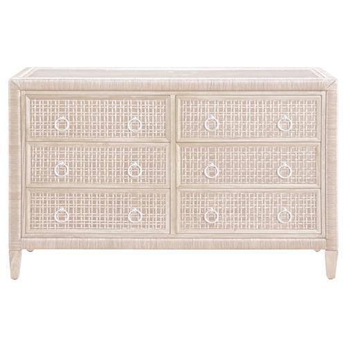 Kalea Coastal Beach Beige Woven Rattan Double Dresser