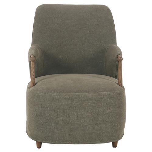 Brently Broadway Olive Linen Chair