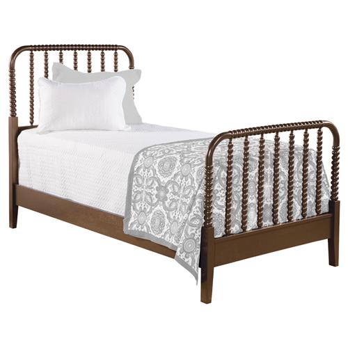 Lynda Coastal Beach Hazel Brown Wood Frame Spindle Bed - Twin