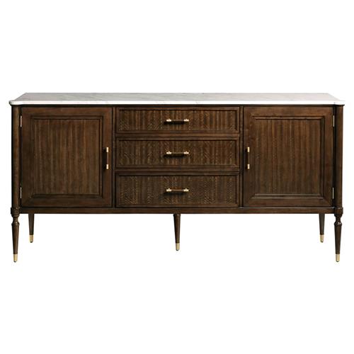 Melrose French Country White Marble Mink Wood Sideboard