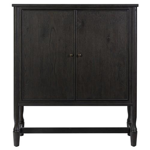 Bari Cracked Smoked Black Oak Bar Cabinet