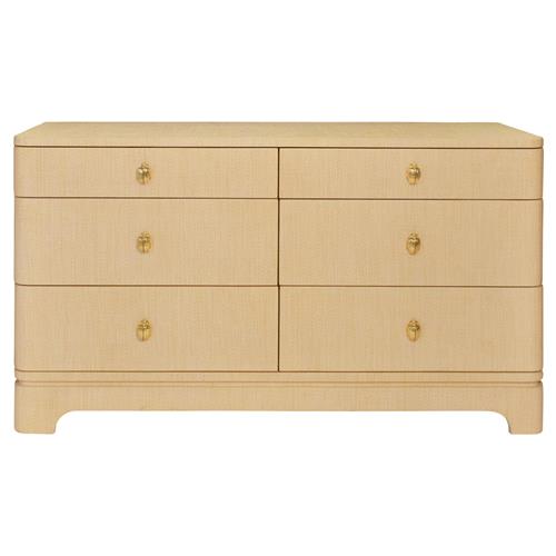 Worlds Away Kilmer Modern Classic Natural Grasscloth Double Dresser